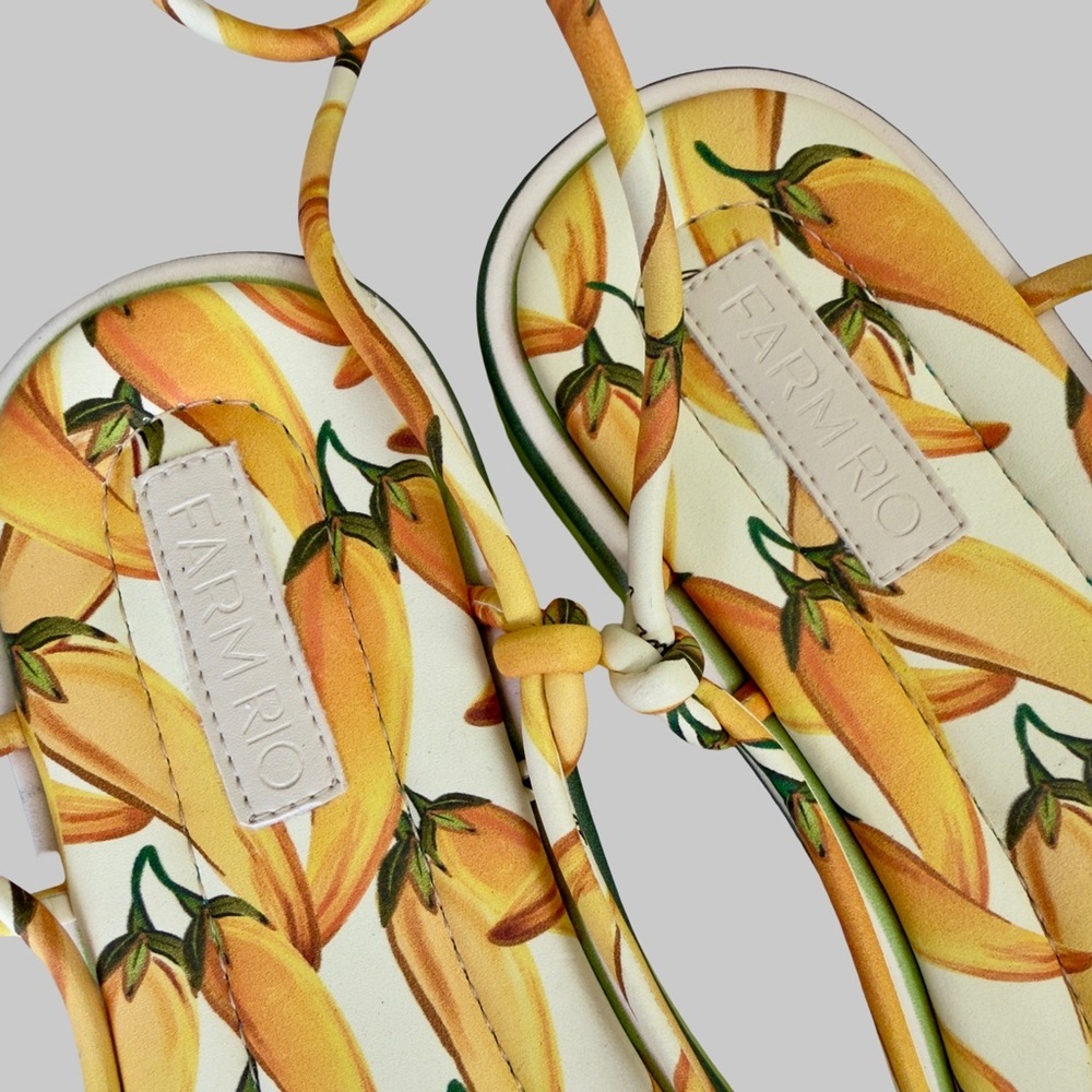 FARM RIO Off White Peppers Lace Up Flat Sandals - Picture 4 of 9